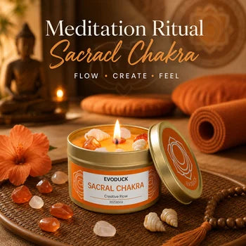Bougie Parfumée Chakra Sacral Orange Douce avec Cristal - 3 oz