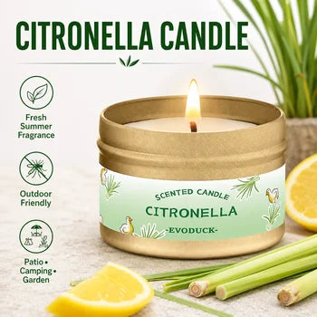 Bougie Citronnelle Extérieure - Anti-Moustiques & Parfumée pour Jardin, Patio, Camping