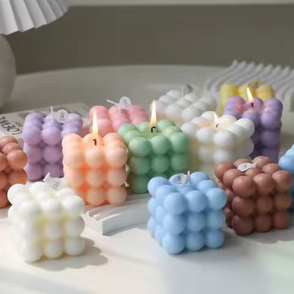 Bougie Cube à Bulles Parfumée - Cire de Soja Artisanale pour Aromathérapie & Décoration