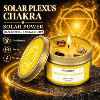 Bougie Parfumée Romarin & Cristaux Plexus Solaire - Déco Spirituelle Yoga & Méditation