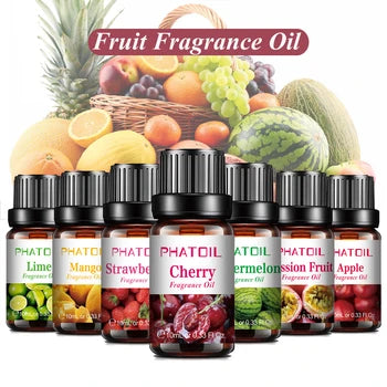 Huiles Parfumées Fruitées 10ml - Collection Aromathérapie (Cerise, Pomme, Fraise, Mangue, Coco, Citron)