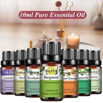 Huile Essentielle Naturelle 10ml - Eucalyptus, Lavande, Bergamote, Vanille, Menthe Poivrée - Pour Diffuseur