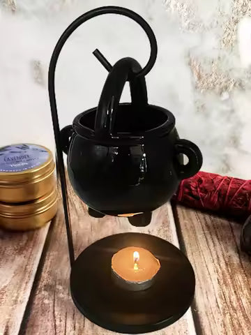 Chaudron Sorcière Suspendu : Brûleur de Cire & Diffuseur d'Arômes pour Ambiance Yoga & Méditation
