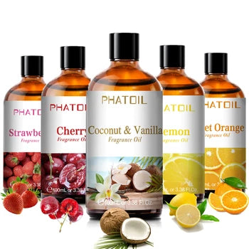 Huile Parfumée Aromathérapie 100ml - Vanille, Coco, Fraise, Cerise, Citron - Pour Diffuseur & Bougies