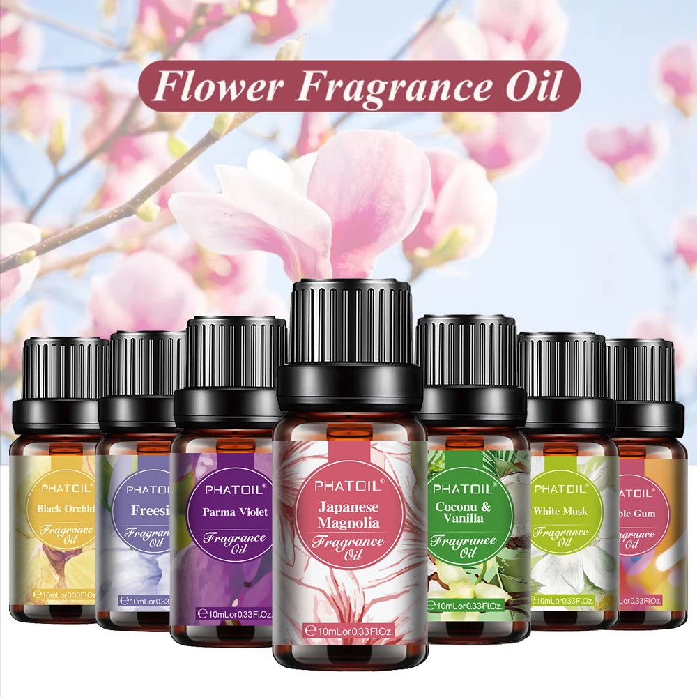 Huile parfumée PHATOIL 10ml Série Fleurs pour la fabrication de bougies d'aromathérapie, parfum noix de coco & vanille, chewing-gum, poudre pour bébé