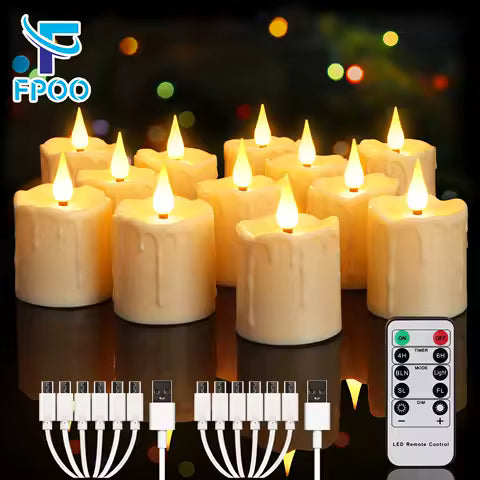Bougie LED Rechargeable USB avec Flamme Vacillante et Télécommande - Étanche, Minuterie 8H - Idéale Décoration Mariage, Vacances, Maison