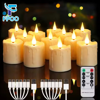 Bougie LED Rechargeable USB avec Flamme Vacillante et Télécommande - Étanche, Minuterie 8H - Idéale Décoration Mariage, Vacances, Maison