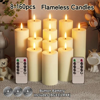 Bougies LED sans flamme avec télécommande - Lumières vacillantes pour mariage, fête et décoration