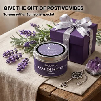Bougie Parfumée Cire de Soja Lavande Waning Moon - Boîte Argent & Cristal Violet