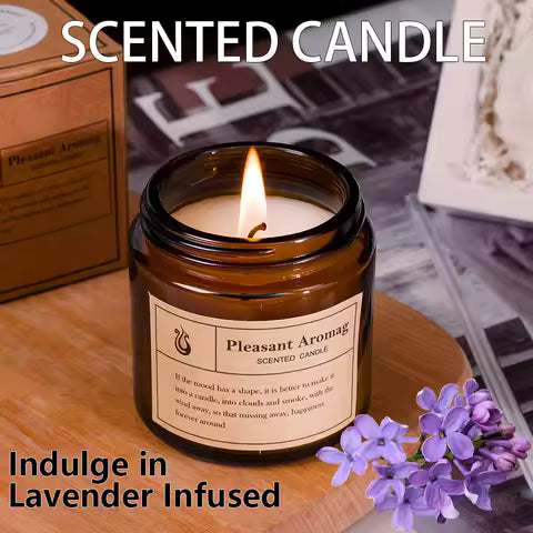 Bougie décorative parfumée à la lavande - Cire de coco, sans fumée, pour gâteau et décoration intérieure