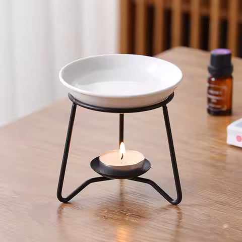 Brûleur d'encens noir multifonction : diffuseur d'arômes, photophore & bougeoir décoratif