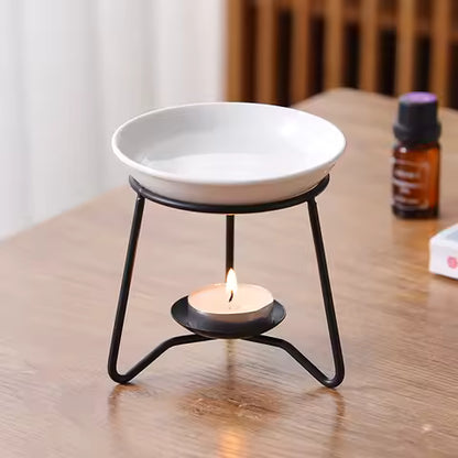 Brûleur d'encens noir multifonction : diffuseur d'arômes, photophore & bougeoir décoratif