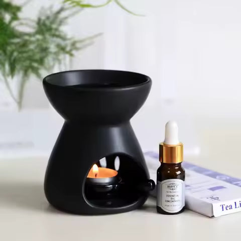 Réchaud Huiles Essentielles Céramique Fait Main - Brûleur Encens & Veilleuse