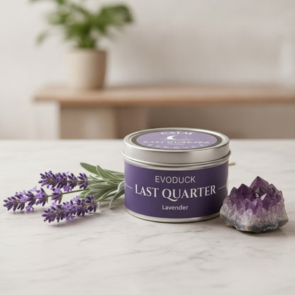Bougie Parfumée Cire de Soja Lavande Waning Moon - Boîte Argent & Cristal Violet