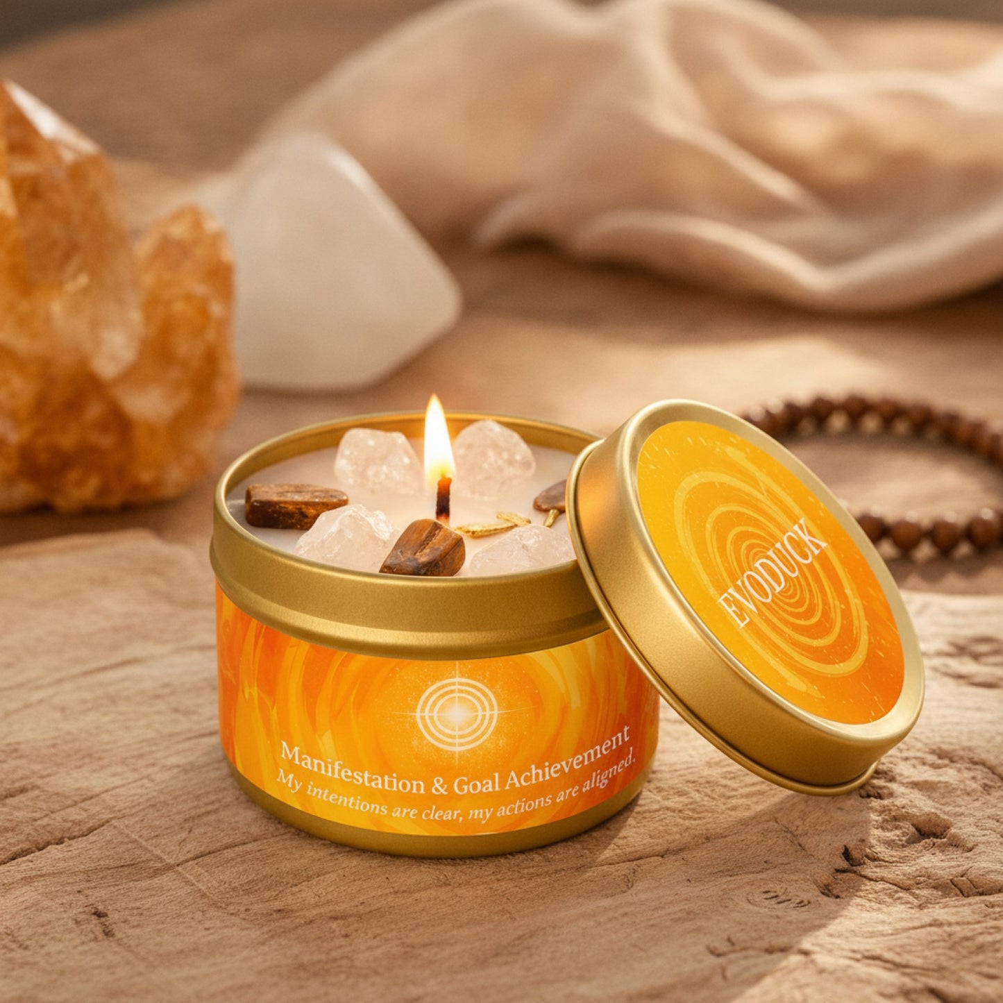 Bougie Parfumée Cannelle & Bois de Santal - Aromathérapie & Manifestation