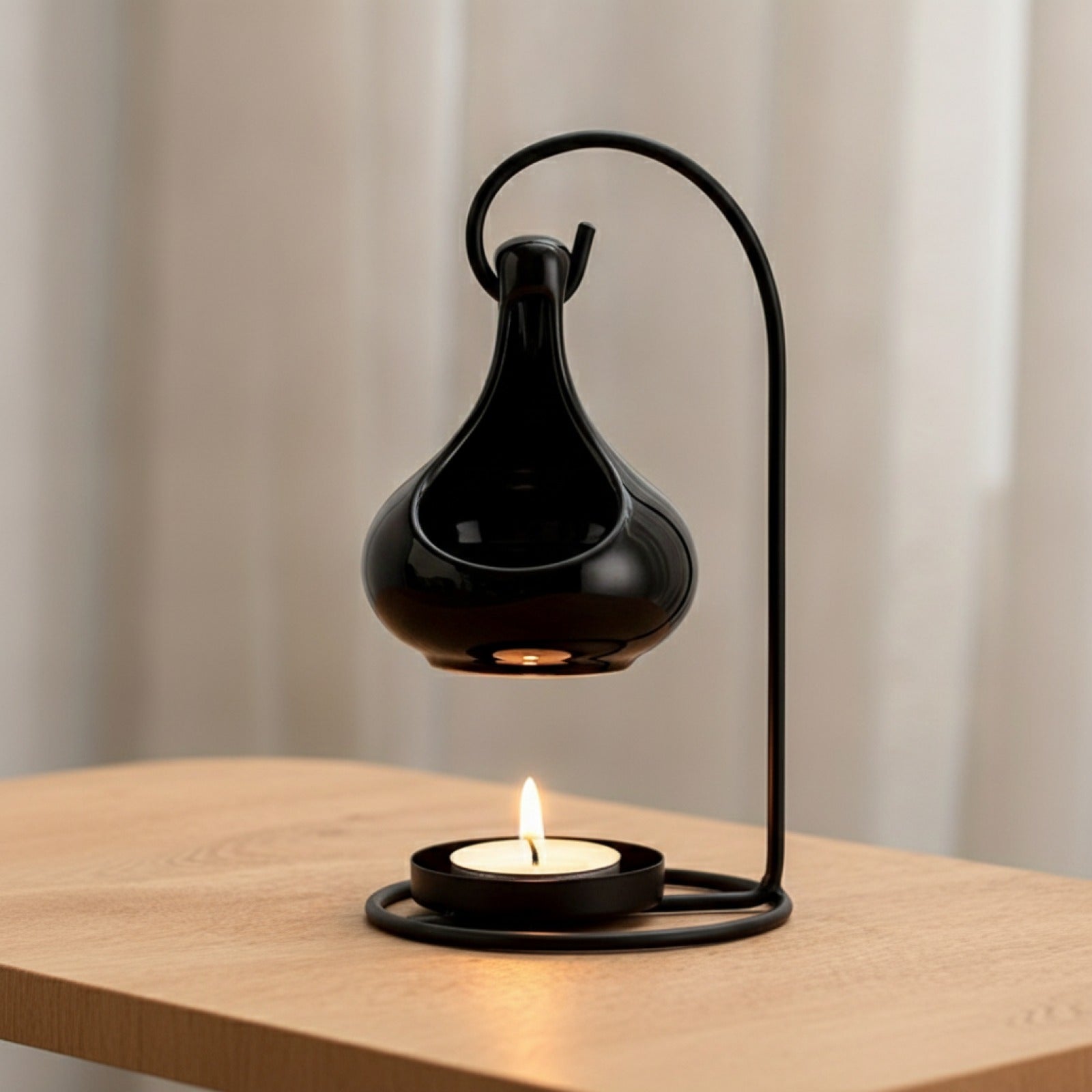 Diffuseur d'aromathérapie en céramique élégante - Noir ou Blanc, avec bougeoir intégré