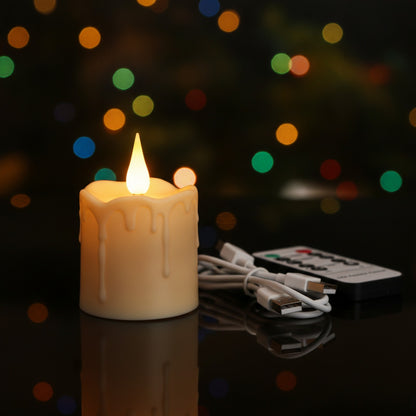 Bougie LED Rechargeable USB avec Flamme Vacillante et Télécommande - Étanche, Minuterie 8H - Idéale Décoration Mariage, Vacances, Maison