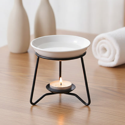 Brûleur d'encens noir multifonction : diffuseur d'arômes, photophore & bougeoir décoratif