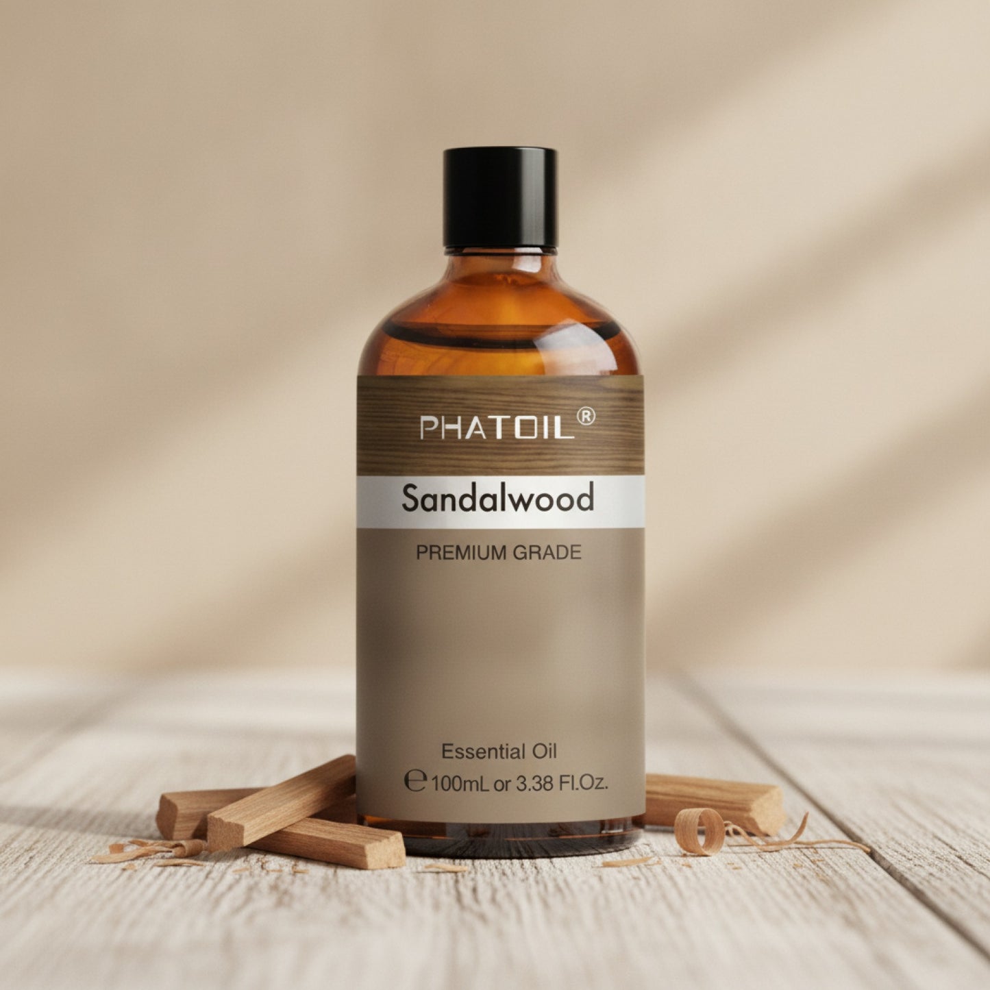 PHATOIL : Lot Huiles Essentielles 100ml - Bois de Santal, Lavande, Eucalyptus, Menthe Poivrée, Citronnelle, Vanille - Aromathérapie Premium