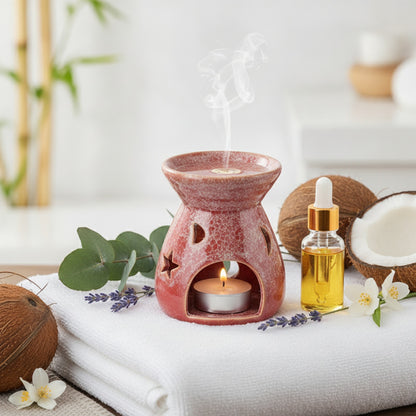 Brûleur d'Huile Essentielle & Bougie Parfumée - Lampe d'Aromathérapie Romantique pour la Maison