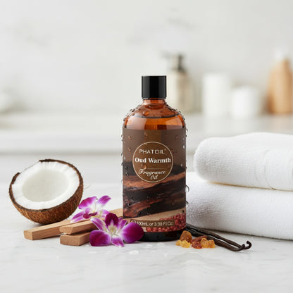 Huile Parfumée Oud Warmth 100ml - Ambiance Chaleureuse Santal, Vanille, Ambre & Orchidée Noire
