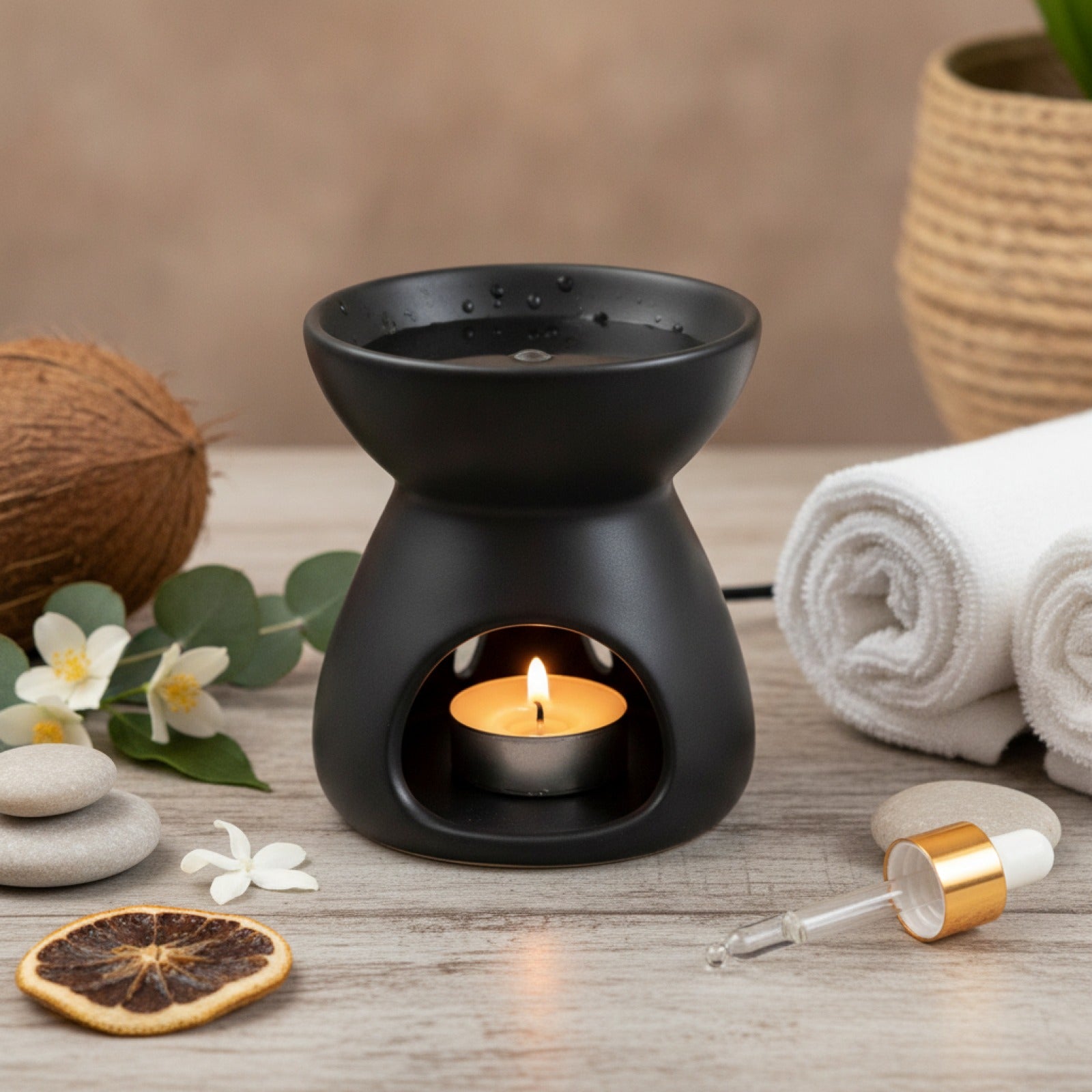 Réchaud Huiles Essentielles Céramique Fait Main - Brûleur Encens & Veilleuse