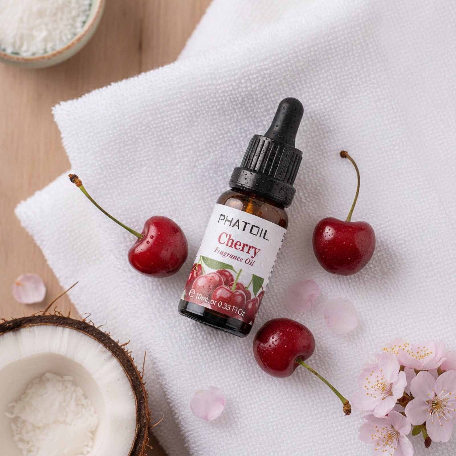 Huiles Parfumées Fruitées 10ml - Collection Aromathérapie (Cerise, Pomme, Fraise, Mangue, Coco, Citron)