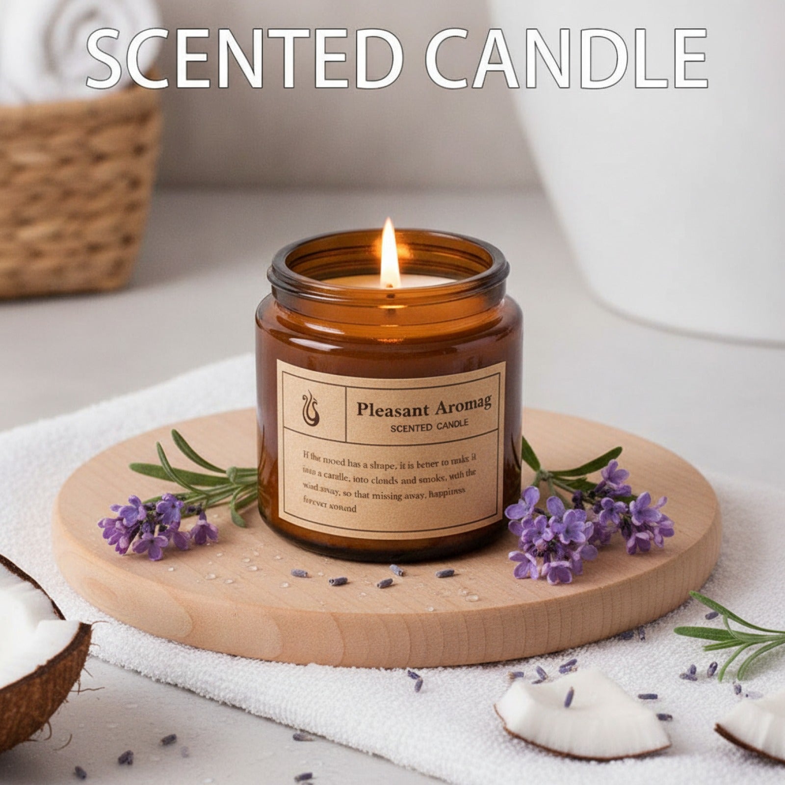 Bougie décorative parfumée à la lavande - Cire de coco, sans fumée, pour gâteau et décoration intérieure