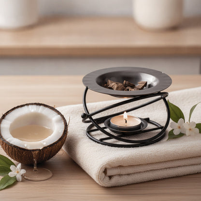 Diffuseur Huiles Essentielles & Brûleur Encens Métal Polygonal - Décoration Yoga & Bougie
