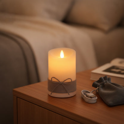 Lot de 3 Bougies LED Flamme Dansante Vintage - USB Rechargeable ou Piles - Lampe d'Ambiance