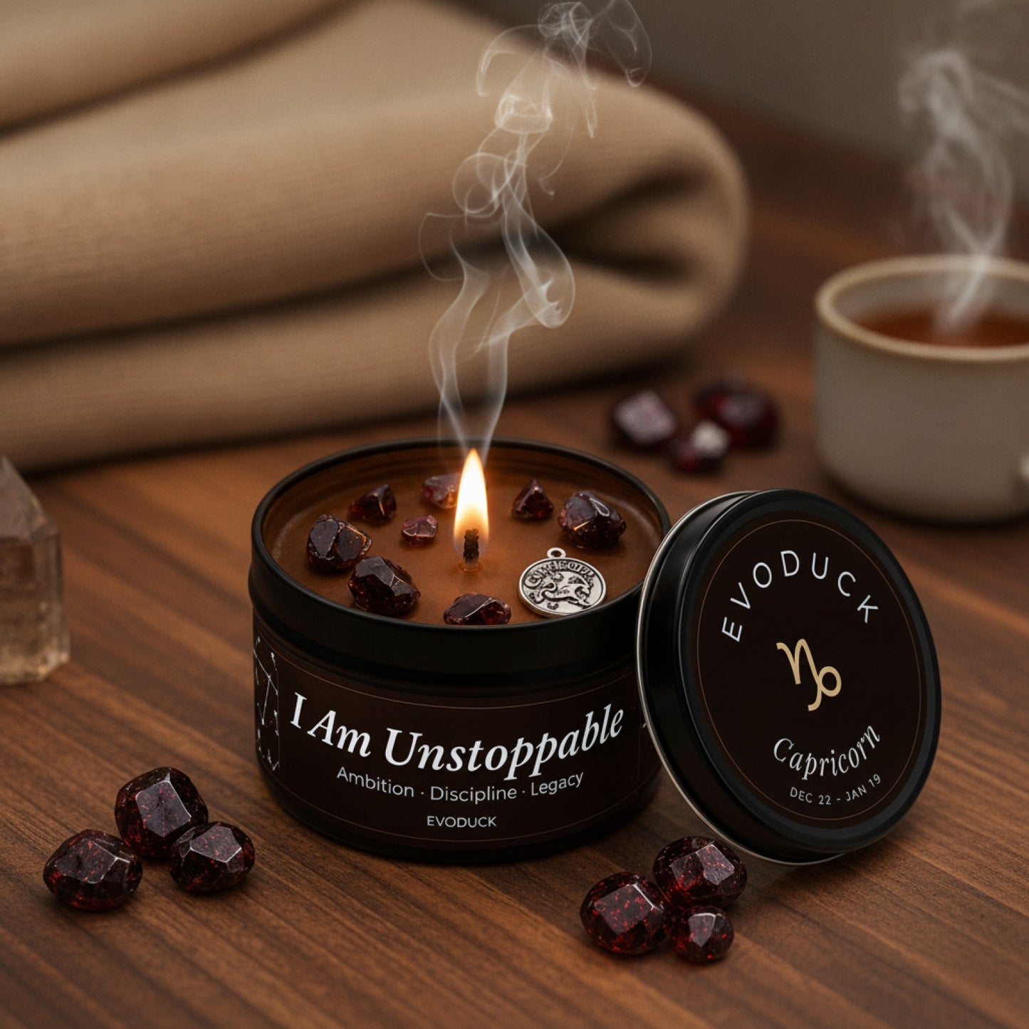 Bougie Parfumée Oud Tabac Constellation Capricorne - Décoration Maison & Cadeau