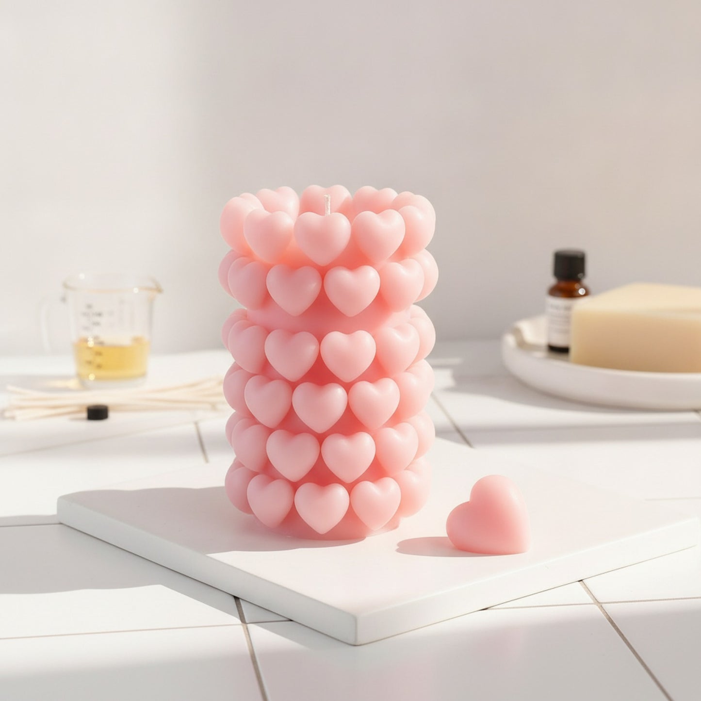 Moule Silicone Cœur Empilable DIY - Idée Cadeau Saint-Valentin & Bougies Parfumées