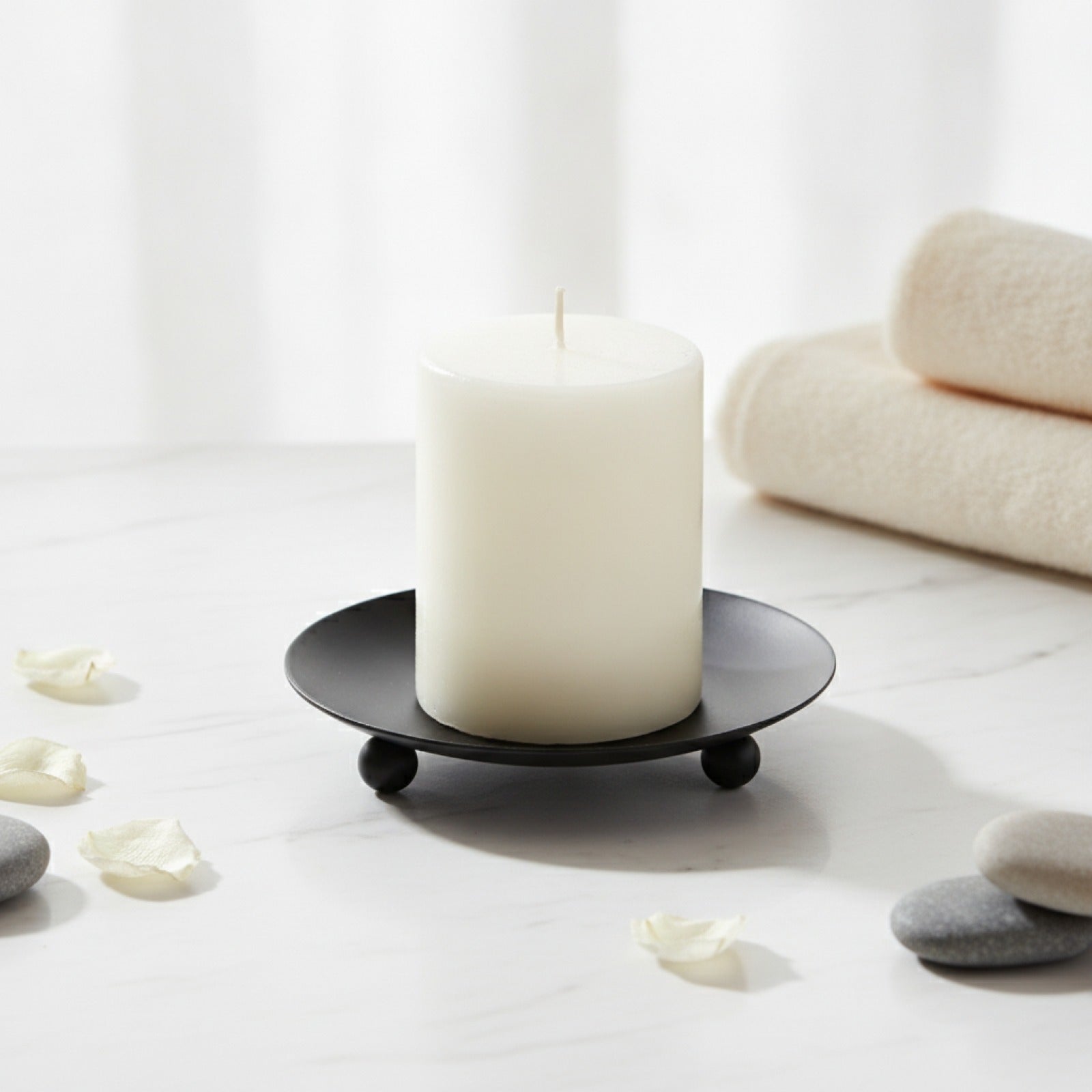 Bougeoir en Fer Forgé - Support de Bougie Pilier Décoratif (7-11cm) pour Cire, Spa, Anniversaire
