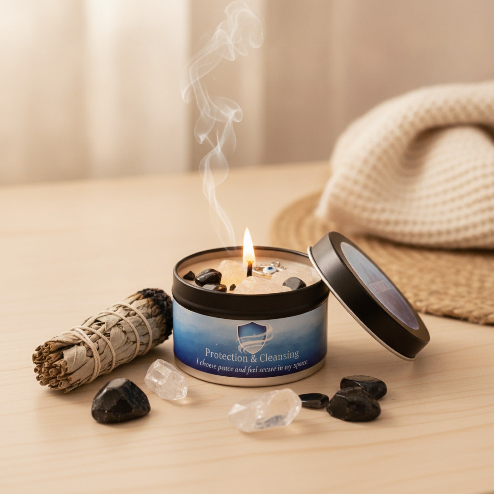 Bougie Parfumée Sauge Blanche & Frankincense - Protection & Purification Spirituelle