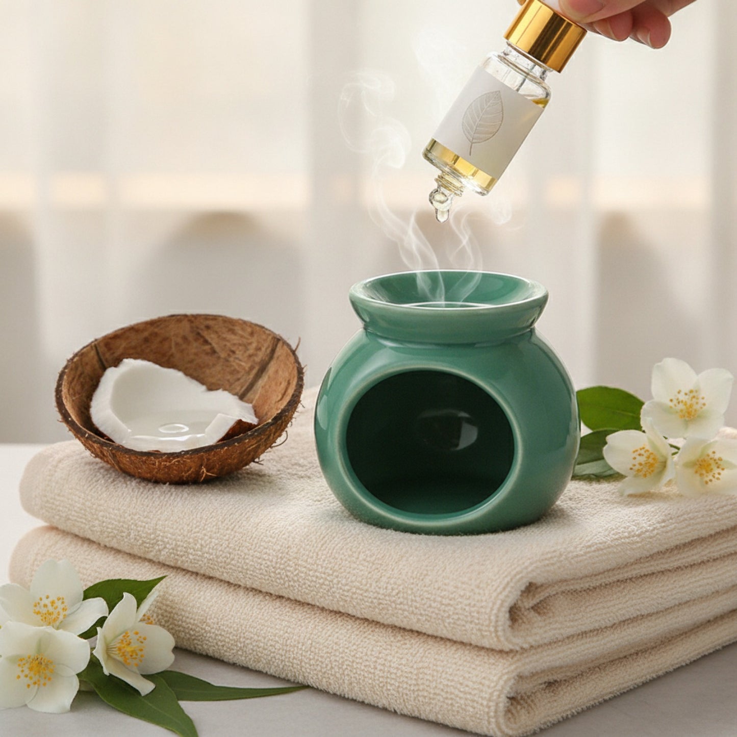 Brûleur d'arôme en porcelaine - Décoration parfumée pour salon et maison