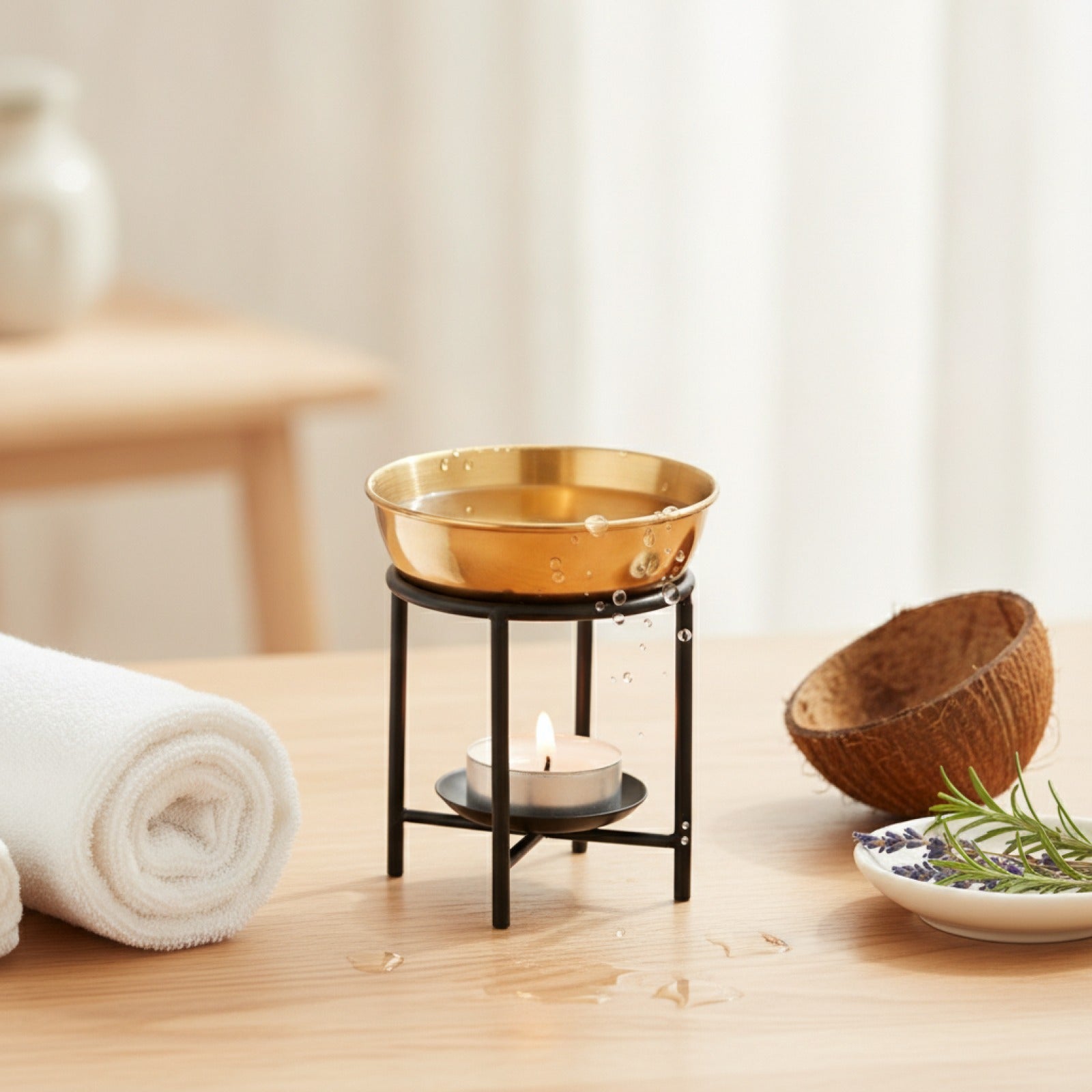 Diffuseur d'Huiles Essentielles & Brûleur d'Encens avec Bol Inox