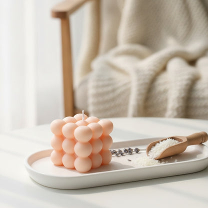 Bougie Cube à Bulles Parfumée - Cire de Soja Artisanale pour Aromathérapie & Décoration