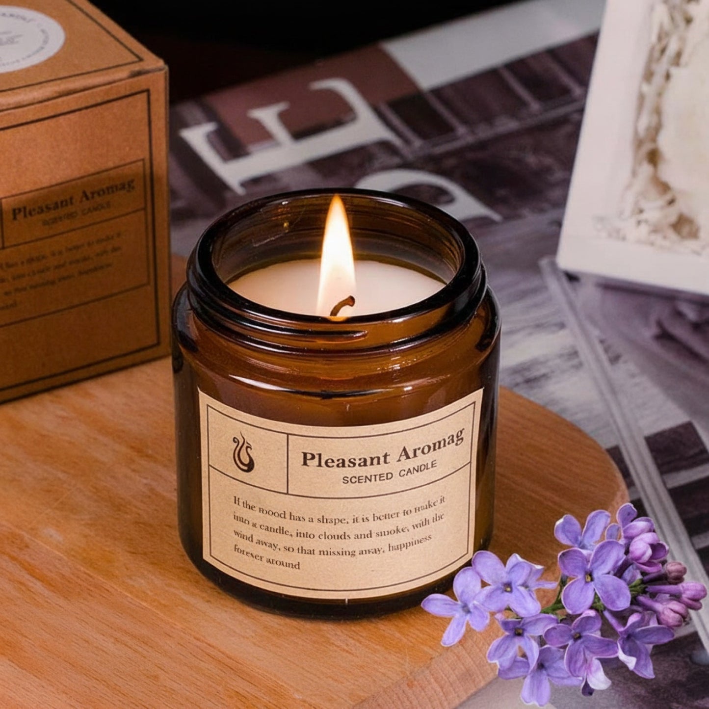 Bougie décorative parfumée à la lavande - Cire de coco, sans fumée, pour gâteau et décoration intérieure