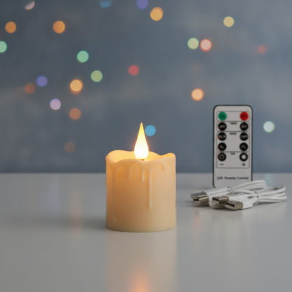 Bougie LED Rechargeable USB avec Flamme Vacillante et Télécommande - Étanche, Minuterie 8H - Idéale Décoration Mariage, Vacances, Maison