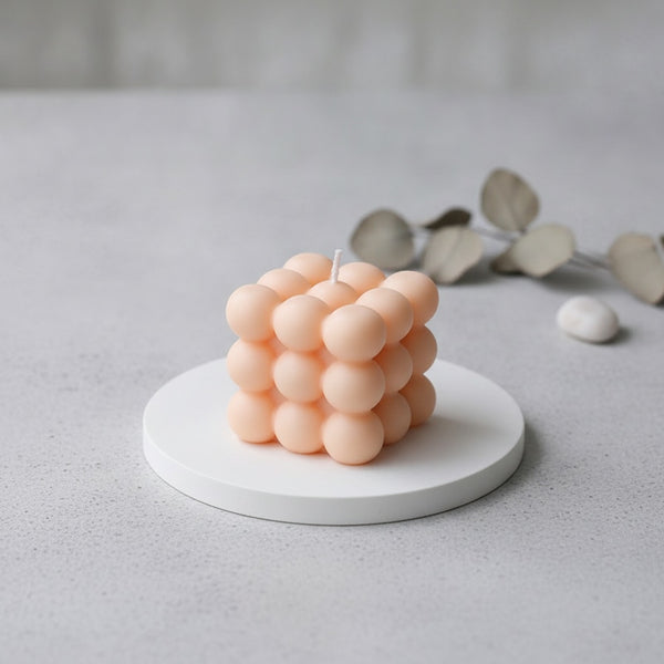 Bougie Cube à Bulles Parfumée - Cire de Soja Artisanale pour Aromathérapie & Décoration