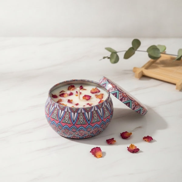Bougie Parfumée Vintage en Cire de Soja - Décoration Florale & Cadeau Idéal
