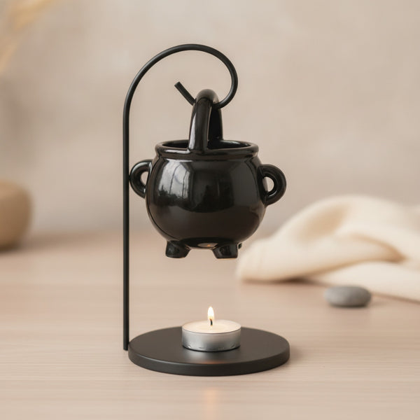 Chaudron Sorcière Suspendu : Brûleur de Cire & Diffuseur d'Arômes pour Ambiance Yoga & Méditation
