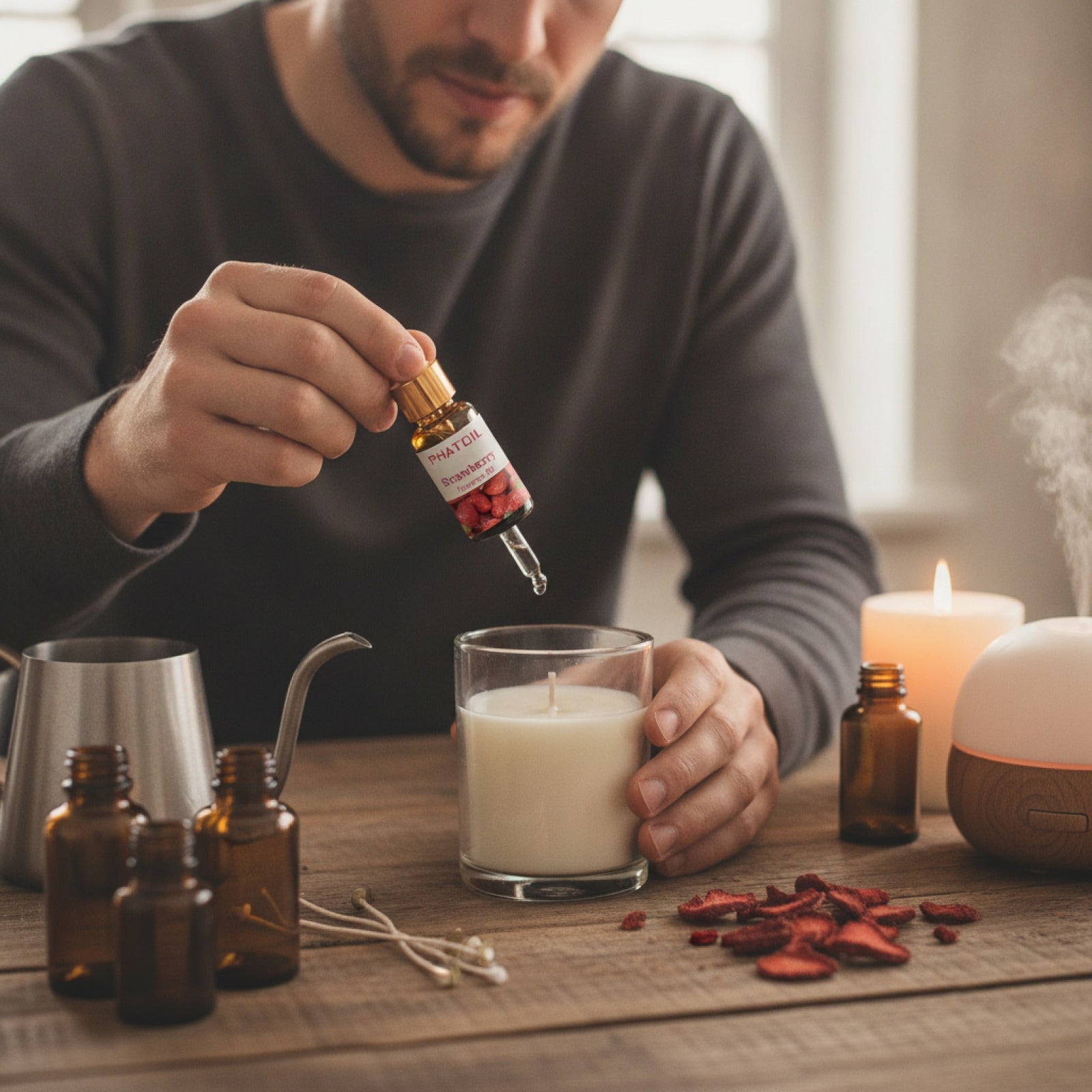 Huile Parfumée Douce Fruits 10ml - Aromathérapie & Bougies DIY (Cerise, Pomme, Fraise, Mangue, Coco)