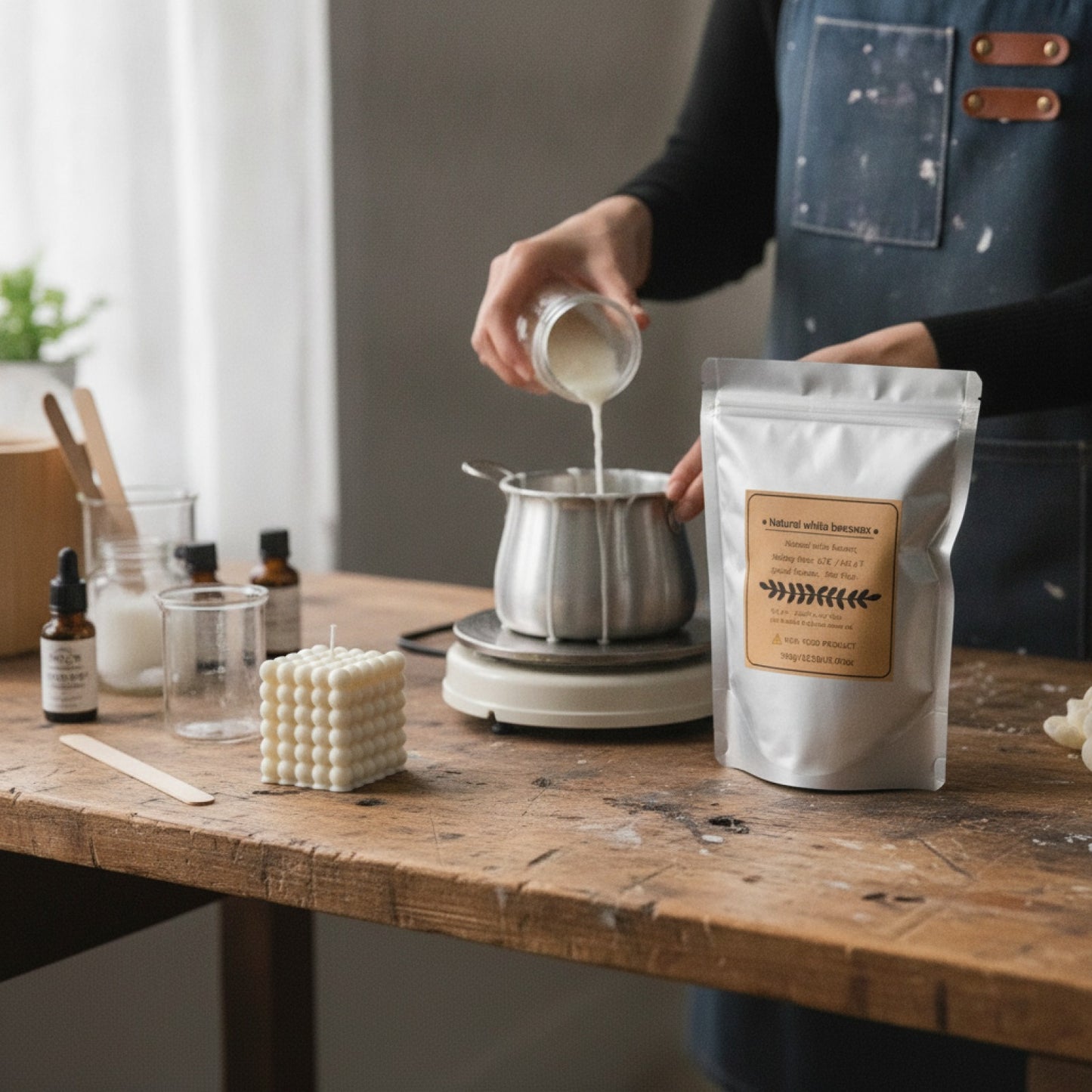 Cire d'abeille blanche naturelle en granulés pour bougies DIY et artisanat