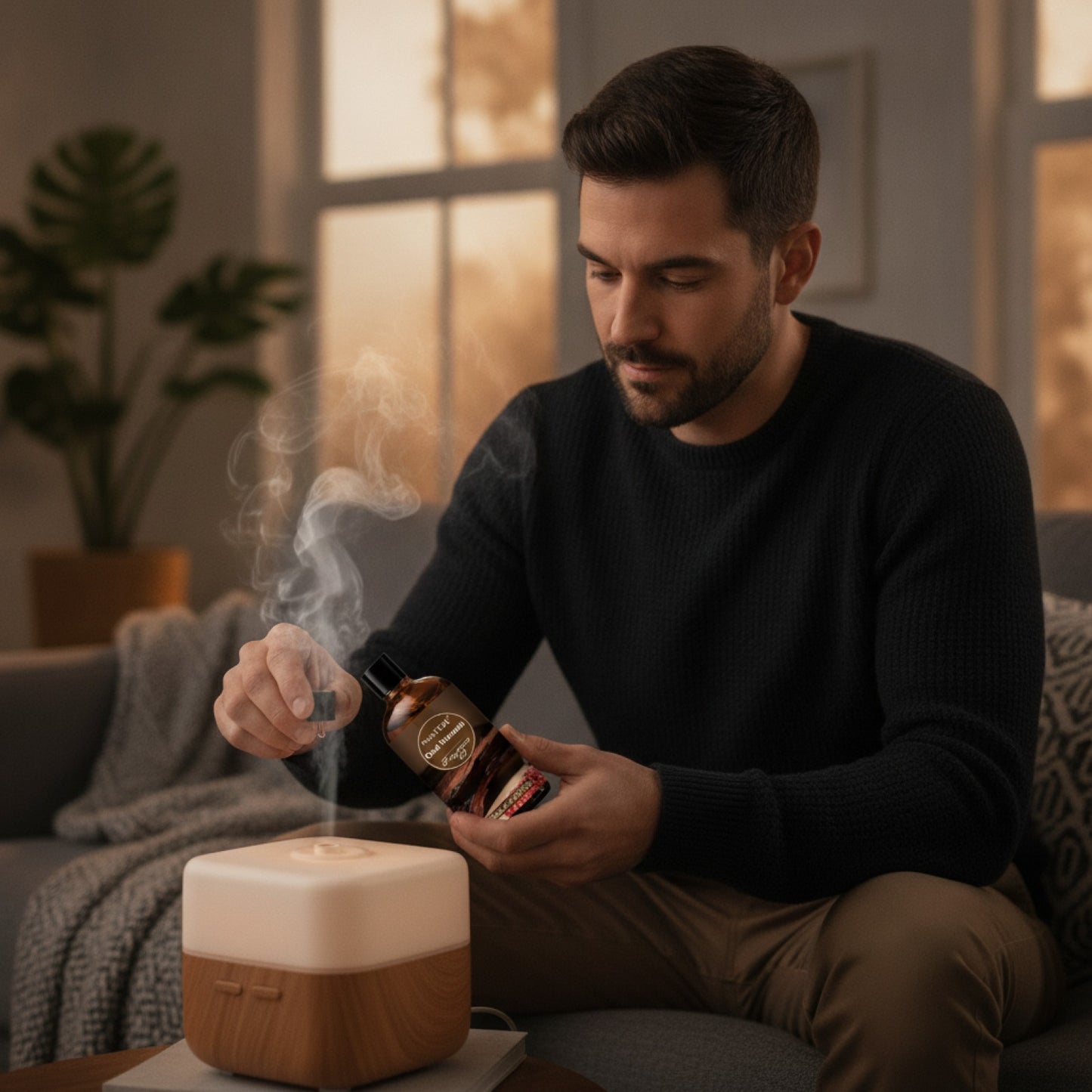 Huile Parfumée Oud Warmth 100ml - Ambiance Chaleureuse Santal, Vanille, Ambre & Orchidée Noire