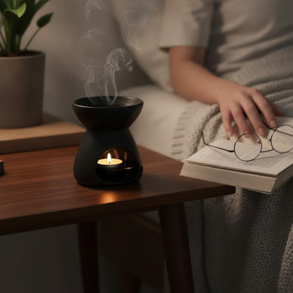 Réchaud Huiles Essentielles Céramique Fait Main - Brûleur Encens & Veilleuse