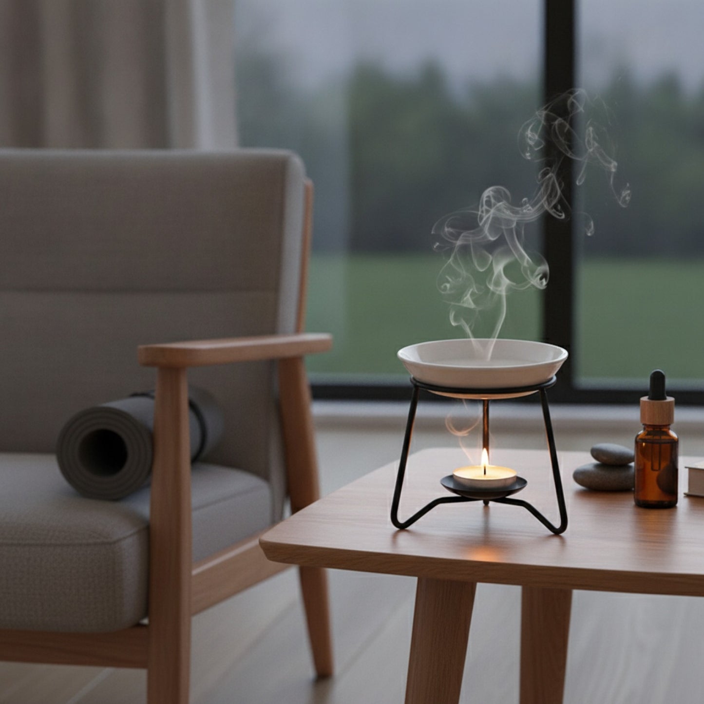 Brûleur d'encens noir multifonction : diffuseur d'arômes, photophore & bougeoir décoratif