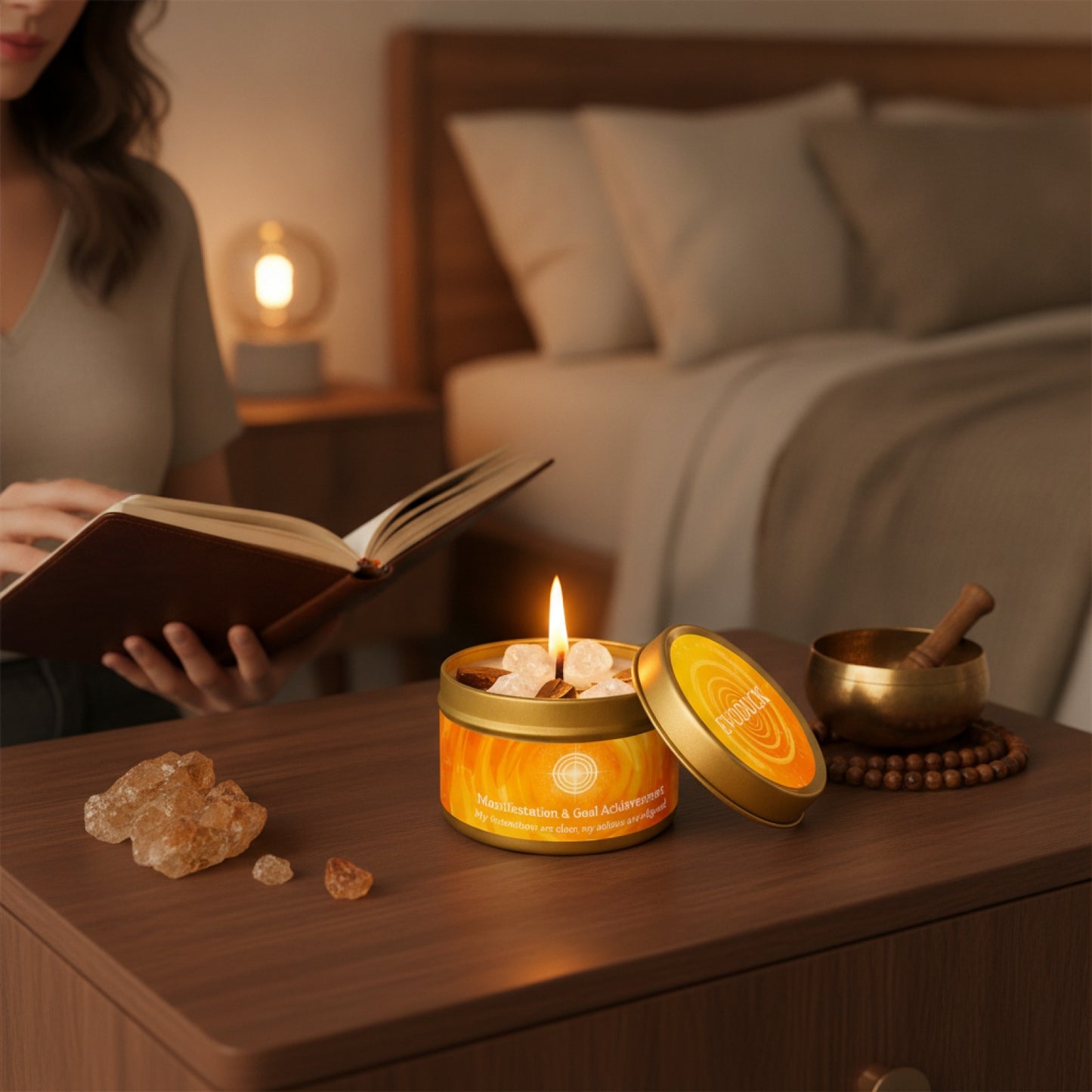 Bougie Parfumée Cannelle & Bois de Santal - Aromathérapie & Manifestation