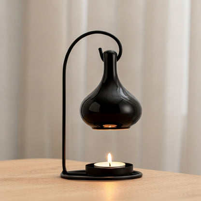 Diffuseur d'aromathérapie en céramique élégante - Noir ou Blanc, avec bougeoir intégré