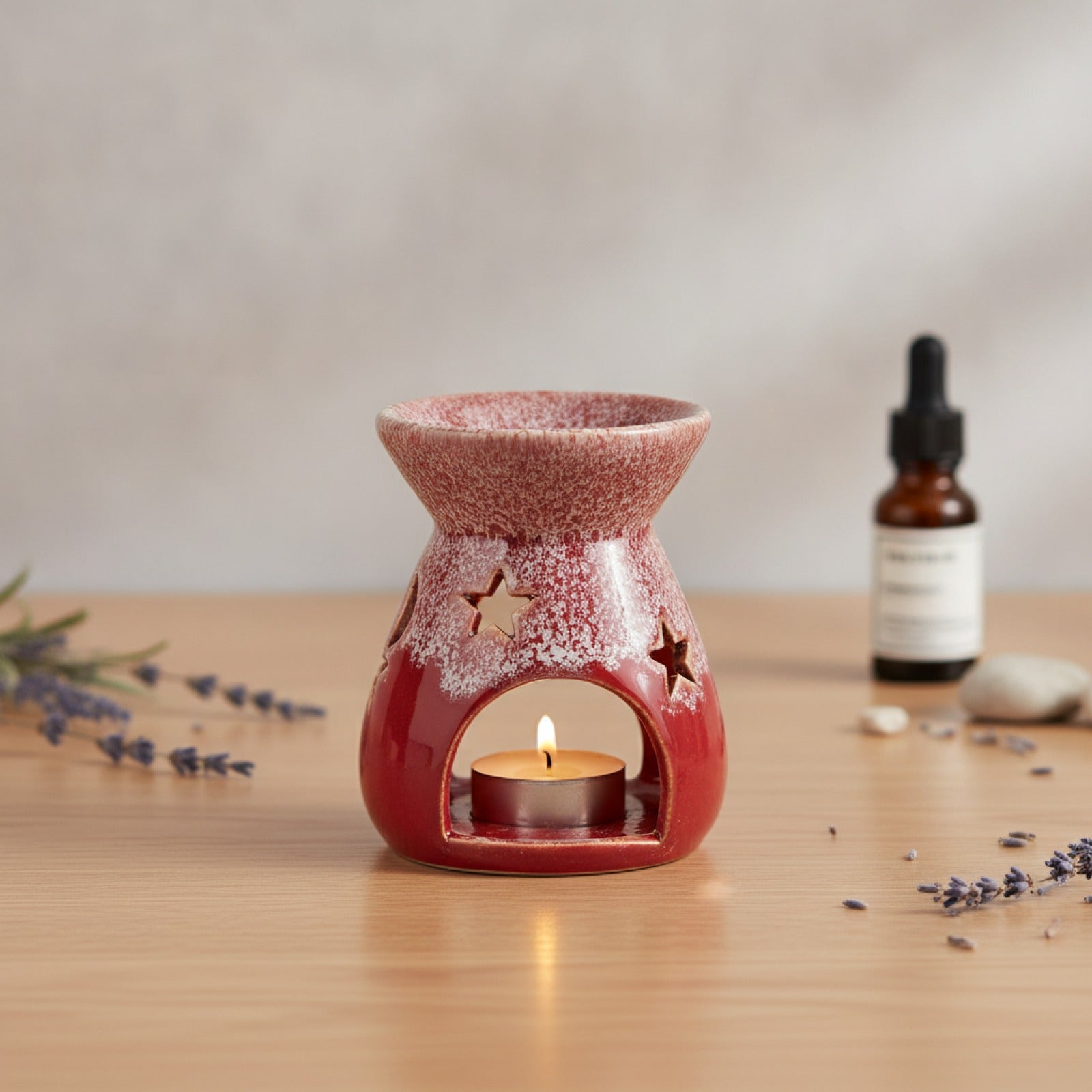Brûleur d'Huile Essentielle & Bougie Parfumée - Lampe d'Aromathérapie Romantique pour la Maison
